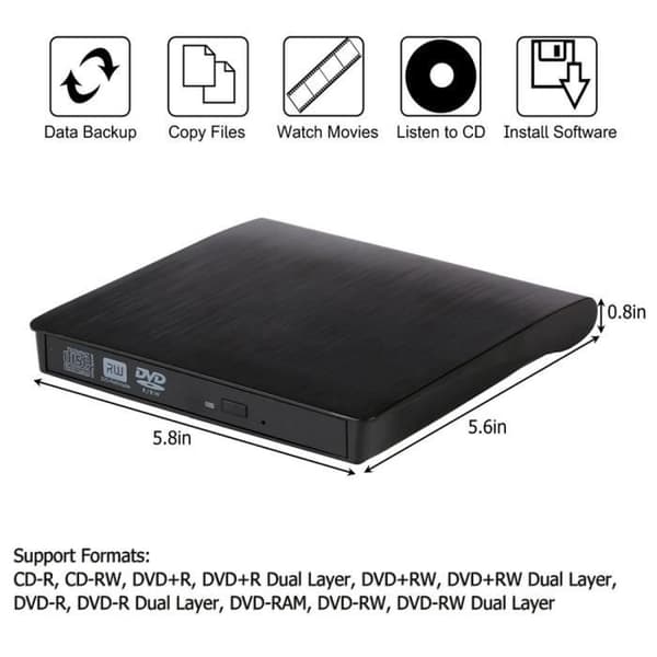 Extern USB 3.0 DVD RW CD-brännare för bärbar dator - Svart