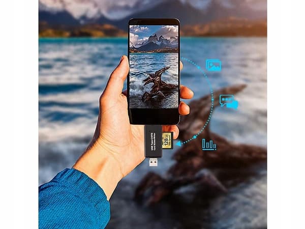 3-i-1 SD-kortleser USB, USB-C & Micro USB