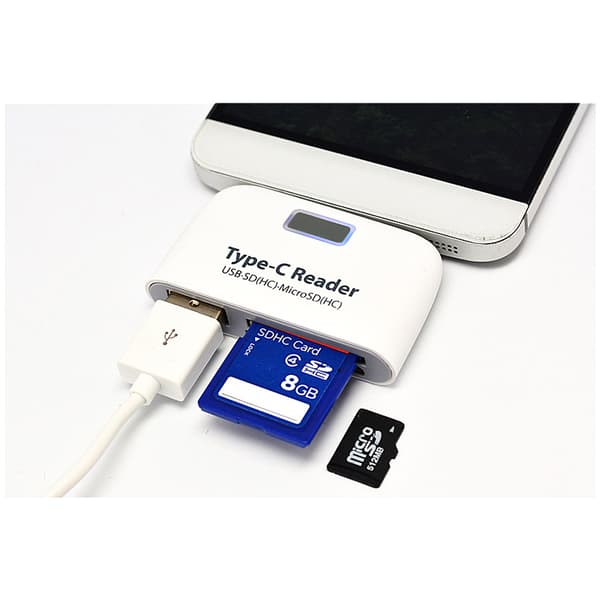 INF Type-C -kortinlukija - USB-keskitin ja OTG-toiminto Valkoinen