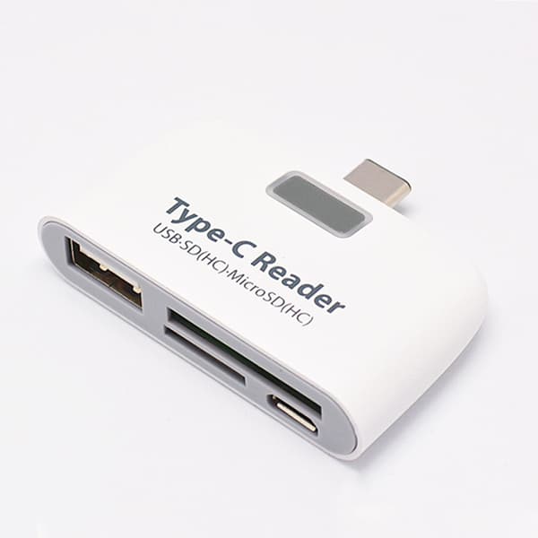 INF Type-C -kortinlukija - USB-keskitin ja OTG-toiminto Valkoinen