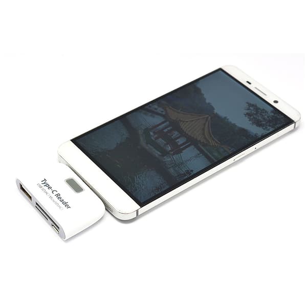 INF Type-C -kortinlukija - USB-keskitin ja OTG-toiminto Valkoinen