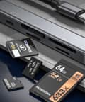 Miniatyrbild 2 av 2: NÖRDIC USB-C Kortläsare 4 Slot SD, MicroSD, MS, M2 1xUSB-C 1xUSB-A UHS-I