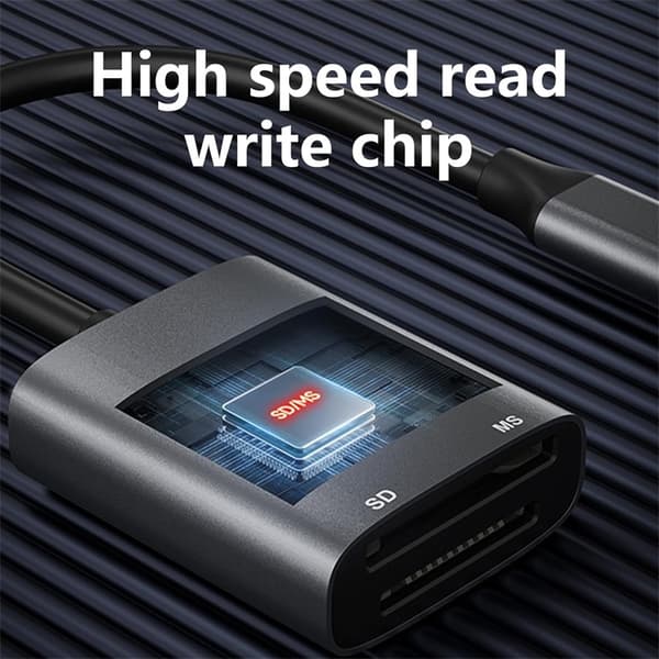 NÖRDIC USB-C-kortleser 2 spor SD, MS UHS-I