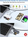 Miniatyrbild 7 av 7: NÖRDIC USB-C/Lightning Kortläsare 5 Slot CF, SD, MicroSD, MS, XD 1xUSB-A 1xUSB-C UHS-I
