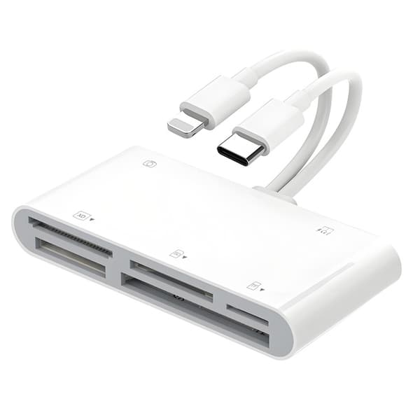 NÖRDIC USB-C+Lightning Card Reader 1xSD 1xMicroSD 1xCF 1xXD 1xMS 1xUSB OTG 1xUSB-C UHS-I