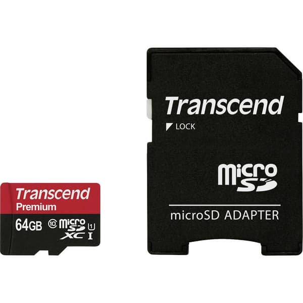 Transcend Premium microSDXC-Kort Industrial 64 GB Class 10, UHS-I inkl. SD-adapter