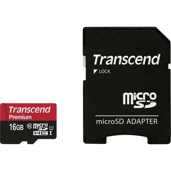 Transcend Premium microSDHC-Kort Industrial 16 GB Class 10, UHS-I inkl. SD-adapter