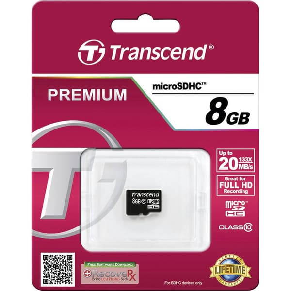 Transcend Premium microSDHC-Kort Industrial 8 GB Class 10