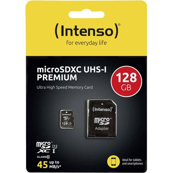 Intenso Premium microSDXC-Kort 128 GB Class 10, UHS-I inkl. SD-adapter