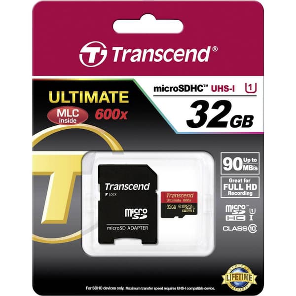 Transcend Ultimate (600x) microSDHC-Kort Industrial 32 GB Class 10, UHS-I inkl. SD-adapter