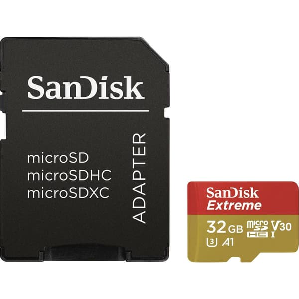SanDisk Extreme® Mobile microSDHC-Kort 32 GB Class 10, UHS-I, UHS-Class 3, v30 Video Speed Class inkl. SD-adapter, A1-p