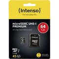 Miniatyrbild 1 av 4: Intenso Premium microSDXC-Kort 64 GB Class 10, UHS-I inkl. SD-adapter