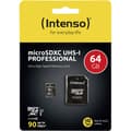 Miniatyrbild 2 av 4: Intenso Professional microSDXC-Kort 64 GB Class 10, UHS-I inkl. SD-adapter