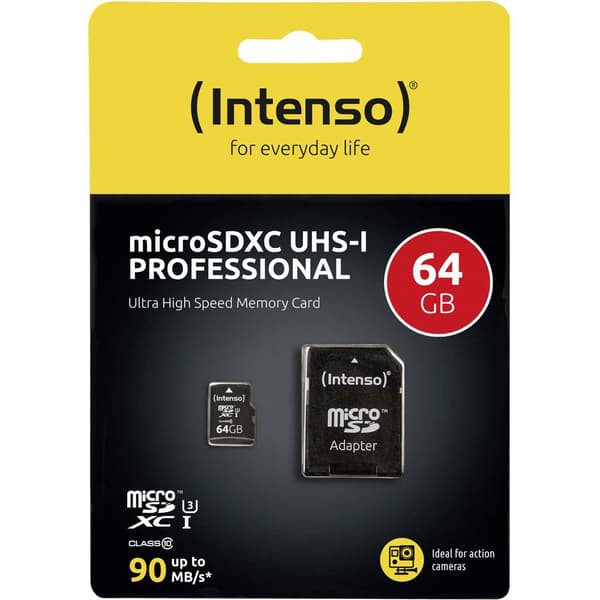 Intenso Professional microSDXC-Kort 64 GB Class 10, UHS-I inkl. SD-adapter