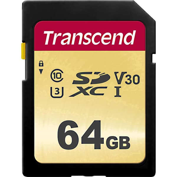 Transcend Premium 500S SDXC-Kort 64 GB Class 10, UHS-I, UHS-Class 3, v30 Video Speed Class
