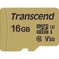 Miniatyrbild 1 av 2: Transcend Premium 500S microSDHC-Kort 16 GB Class 10, UHS-I, UHS-Class 3, v30 Video Speed Class inkl. SD-adapter