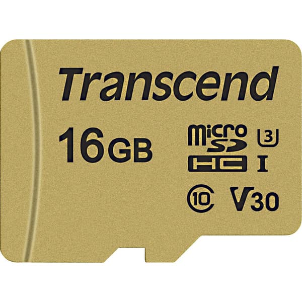 Transcend Premium 500S microSDHC-Kort 16 GB Class 10, UHS-I, UHS-Class 3, v30 Video Speed Class inkl. SD-adapter