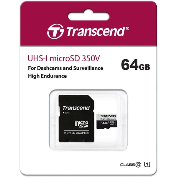 Transcend High Endurance 350V microSDXC-Kort Class 10, UHS-I inkl. SD-adapter