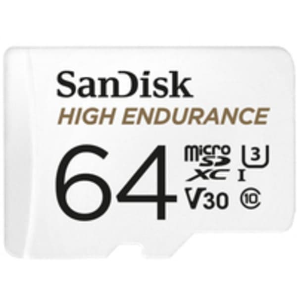 SanDisk High Endurance Monitoring miniSDXC-Kort 64 GB Class 10, UHS-I, UHS-Class 3, v30 Video Speed Class inkl. SD-adap