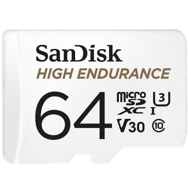 SanDisk High Endurance Monitoring miniSDXC-Kort 64 GB Class 10, UHS-I, UHS-Class 3, v30 Video Speed Class inkl. SD-adap