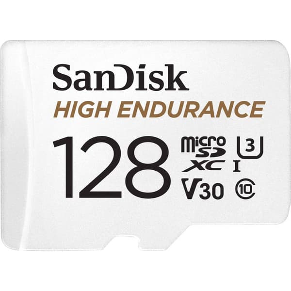 SanDisk High Endurance Monitoring microSDXC-Kort 128 GB Class 10, UHS-I, UHS-Class 3, v30 Video Speed Class inkl. SD-ad