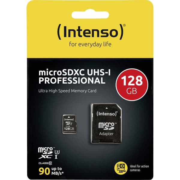 Intenso Professional microSDXC-Kort 128 GB Class 10, UHS-I inkl. SD-adapter