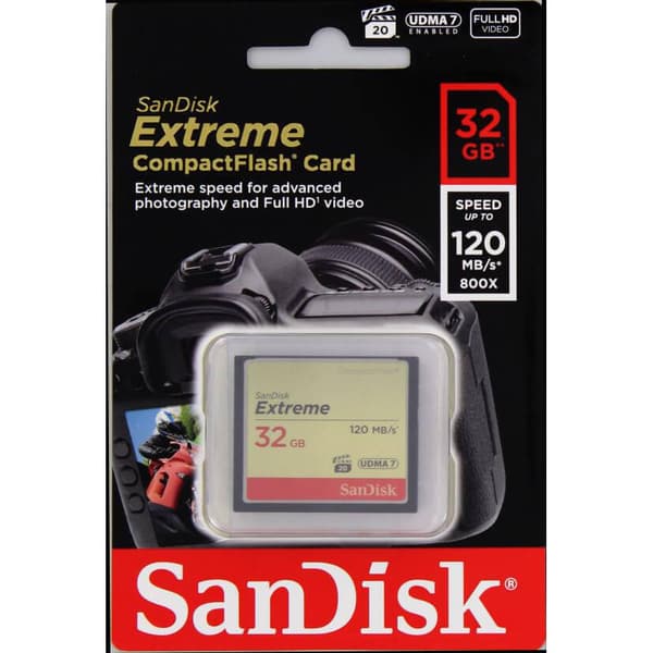 SANDISK Minnekort CF Extreme 32GB 120MB/s UDMA7