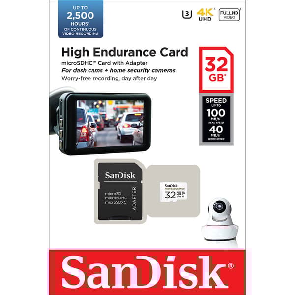 SANDISK Minnekort MicroSDHC 32GB High Endurance med adap