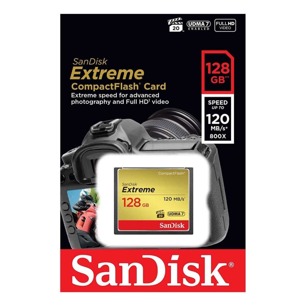 SanDisk Extreme Compact Flash 128 GB minneskort