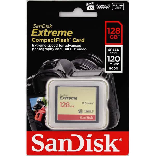 SANDISK Minnekort CF Extreme 128GB 120MB/s UDMA7