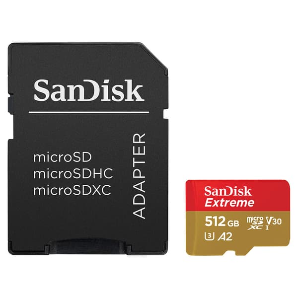 MicroSDXC Extreme 512GB Adapter 190MB/s A2 C10 V30