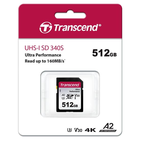 Transcend TS64GSDC340S SDXC-Kort 512 GB A1 Application Performance Class, A2 Application Performance Class, v30 Video S