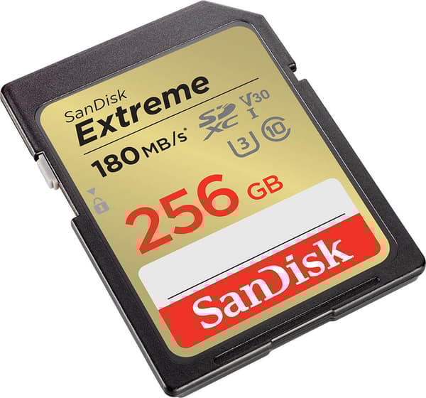 SDXC Extreme 256GB 180MB/s UHS-I C10 V30 U3
