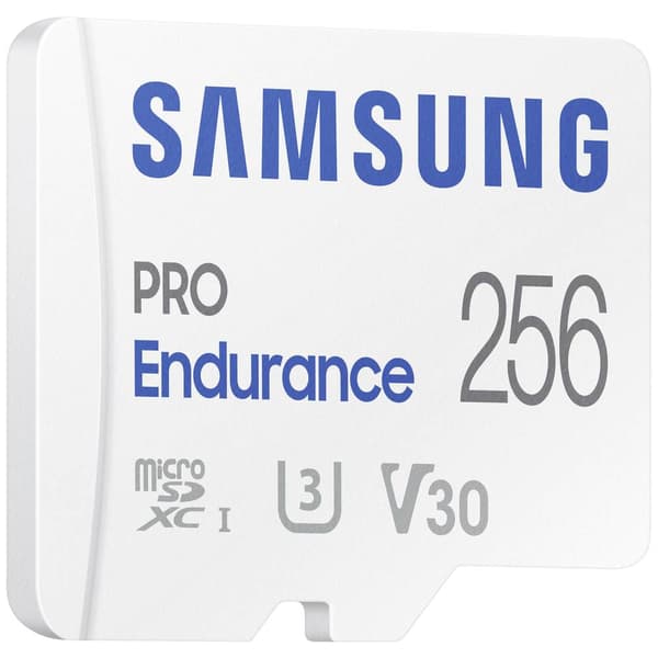 Samsung PRO Endurance microSDXC-Kort 256 GB Class 10, UHS-Class 3, v30 Video Speed Class 4K-videostöd, inkl. SD-adapter