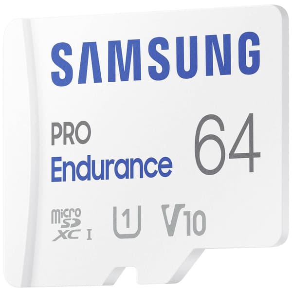 Samsung PRO Endurance microSDXC-Kort 64 GB Class 10, UHS-Class 1 4K-videostöd, inkl. SD-adapter, stötsäker