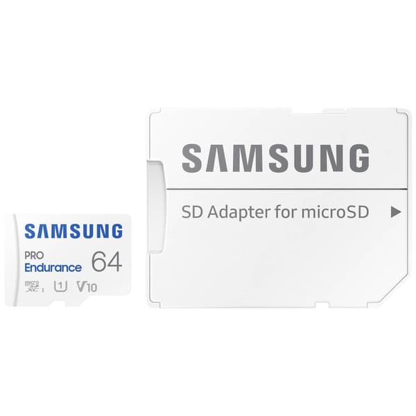 Samsung PRO Endurance microSDXC-Kort 64 GB Class 10, UHS-Class 1 4K-videostöd, inkl. SD-adapter, stötsäker