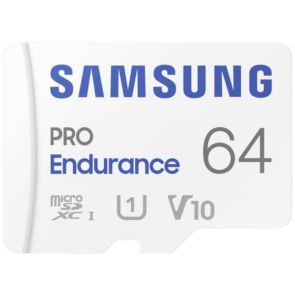 Samsung PRO Endurance microSDXC-Kort 64 GB Class 10, UHS-Class 1 4K-videostöd, inkl. SD-adapter, stötsäker