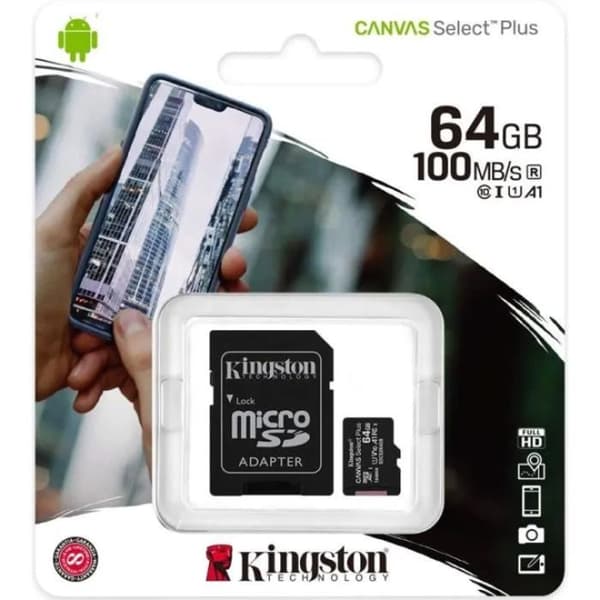 Kingston Canvas Select Plus microSD-kort – 64 GB – Med SD-adapter