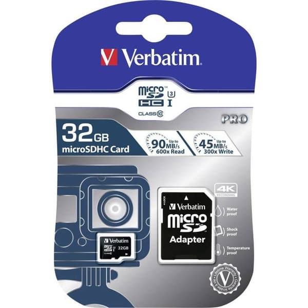 Verbatim Pro 32GB microSDHC UHS Speed Class 3 minneskort