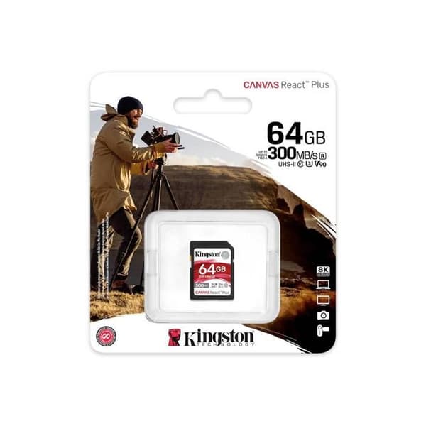SD-minneskort - Kingston - Canvas React Plus - 64 GB - 300 MB/s - UHS-II U3 V90