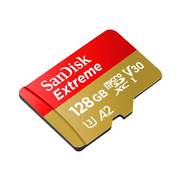 SanDisk Extreme microSDXC-Kort 128 GB Class 10, UHS-I, v30 Video Speed Class stötsäker, Vattentät