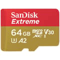Miniatyrbild 1 av 3: SanDisk Extreme microSD-Kort 64 GB Class 10, UHS-I, v30 Video Speed Class stötsäker, Vattentät