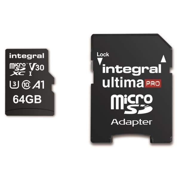 64 GB microSDXC UHS-I INTEGRALT MINNE Premium High Speed V30 UHS-I U3 minneskort