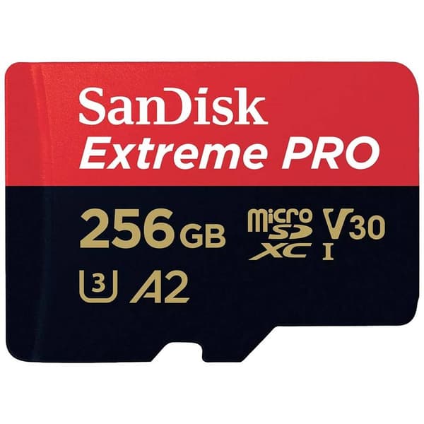 SanDisk Extreme PRO microSDXC-Kort 256 GB Class 10, UHS-I, v30 Video Speed Class stötsäker, Vattentät