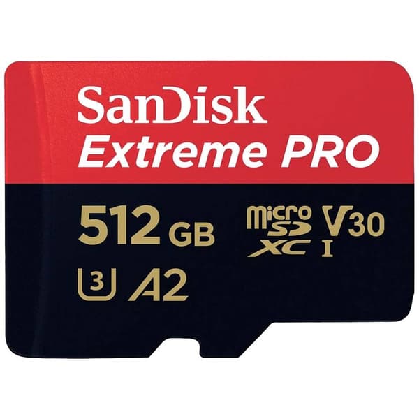 SanDisk Extreme PRO microSDXC-Kort 512 GB Class 10, UHS-I, v30 Video Speed Class stötsäker, Vattentät