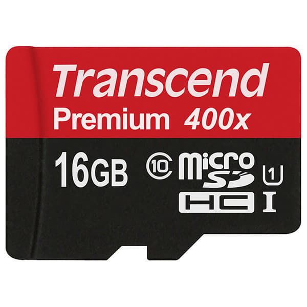 Transcend 16 GB microSDHC klasse 10 UHS-I 400x hukommelseskort