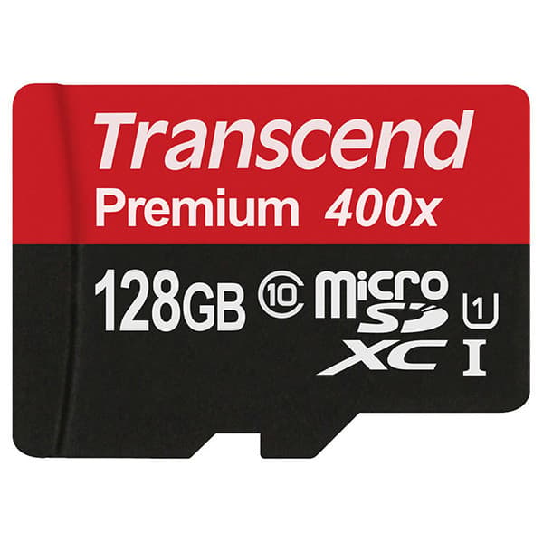 Transcend 128 GB microSDXC klasse 10 UHS-I 400x minneskort