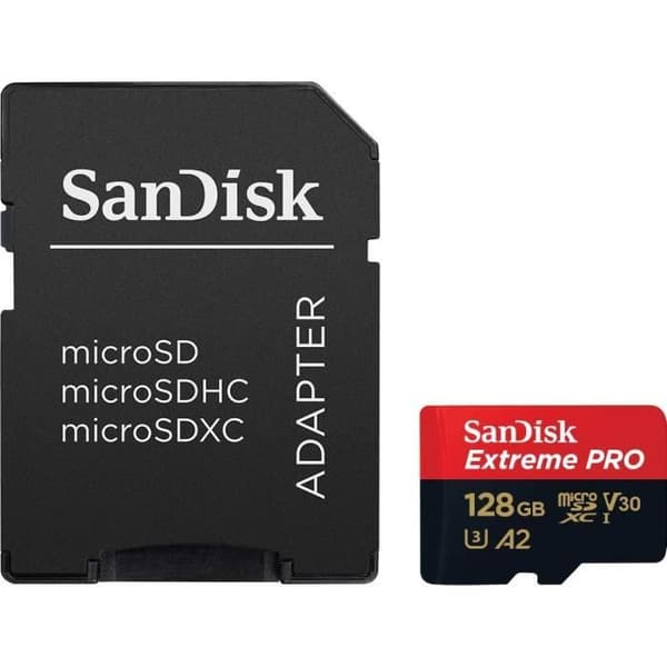 SanDisk Extreme Pro - micro SD Flash-minneskort 128GB micro SDXC Class 10 UHS-I U3 V30 170MB/s A2