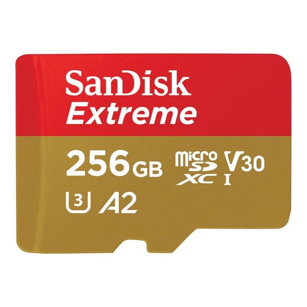 SanDisk Extreme microSDXC-Kort 256 GB Class 10, UHS-I, v30 Video Speed Class stötsäker, Vattentät
