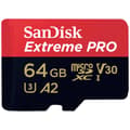 Miniatyrbild 1 av 4: SanDisk Extreme PRO microSDXC-Kort 64 GB Class 10, UHS-I, v30 Video Speed Class stötsäker, Vattentät